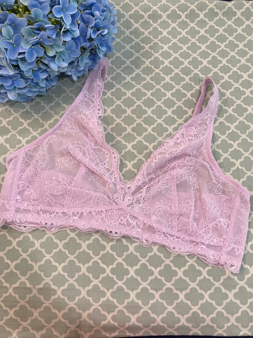 GAP Lilac Lace Plunge Unlined Bralette XL
